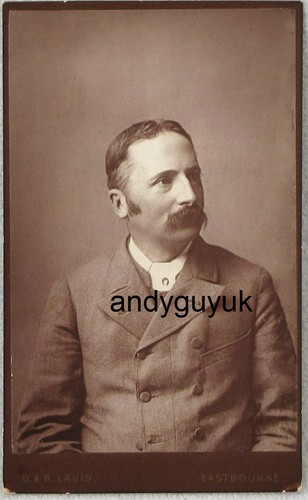 Cdv man moustache - tie, pin
